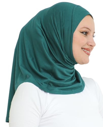 Prien Sport Instant Hijab For Women, Muslim Cotton Turban, Soft Head Scarf, Ready To Wear Hijabs Prayer Clothes, Islamic Wear - color: Emerald