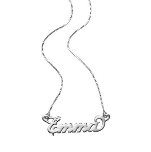 Personalized Japanese, Arabic, Hebrew, Greek, Chinese, Cyrillic, Hindi Name Necklace for Woman, Her, Men, Him - Custom Made with Any Name - Unisex Jewelry Gift for Mother's Day, Father's Day, Birthday - color: 925 Sterling Silver, style: Latin