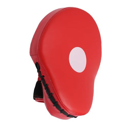 Keenso Boxing Punching Mitt, PU Curved Boxing Pad with Adjustable Strap, Hand Pad for Taekwondo Muay Thai Training, Adults Kids All Skill Levels - color: Red