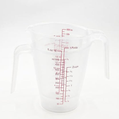 Plastic Measuring Cup 2Pcs 250/500ML Measuring Mug 8/16oz with Handle Graduated Pitcher for Baking Flour Oil Powder Cooking Kitchen Measure Container (250+500ML) - color: 250+500ML