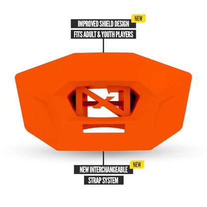 Nxtrnd One Pro Football Mouth Guard, Interchangeable Strap, Fits Adult & Youth (Orange) - color: Orange Pro