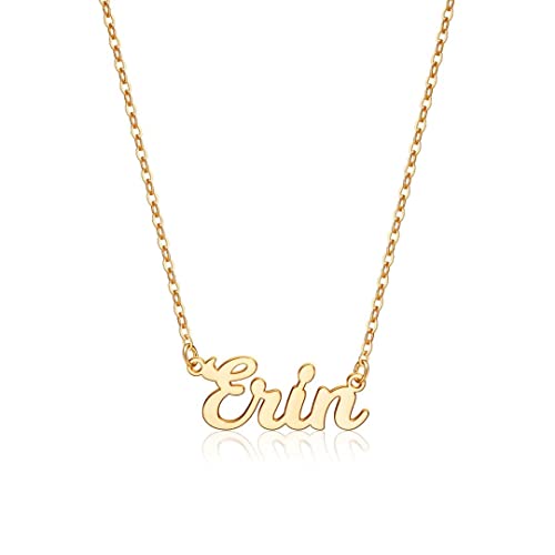 Ursteel Custom Name Necklace Personalized, 14K Gold Plated Personalized Name Necklace Dainty Name Plate Necklace Jewelry Personalized Gifts for Women - style: Erin