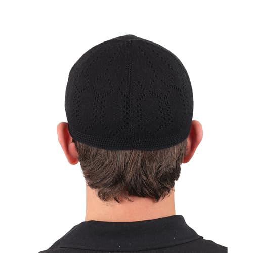 FIRASET Muslim Kufi Hats for Men, 2 Pcs, Velvet Crochet Islamic Prayer Cap, Stretchable & Breathable Knit Skull Beanie, Taqiyah Takke Peci, Ramadan Eid Islamic Gifts, Standard Size at Amazon Men’s Clothing store