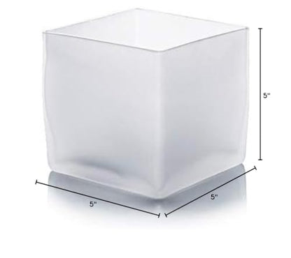 WGV Cube Glass Vase, Candle Holder, 5"x5"x5", Frosted Elegant Floral Accent Container Planter Terrarium Storage for Wedding Party Ceremony Event Office Home Decor, 1 Piece - size: 5" Frosted