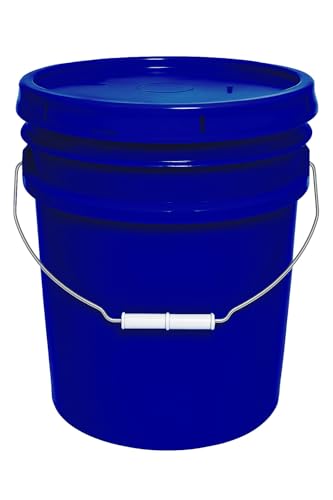 5-Gallon Bucket with Airtight Lid – Made in USA, Food Grade BPA Free Plastic, Heavy Duty Multi-Use, Metal Handle with Grip, Stackable Storage – Fina Blue, 1 Pack - color: Fina Blue, size: 1