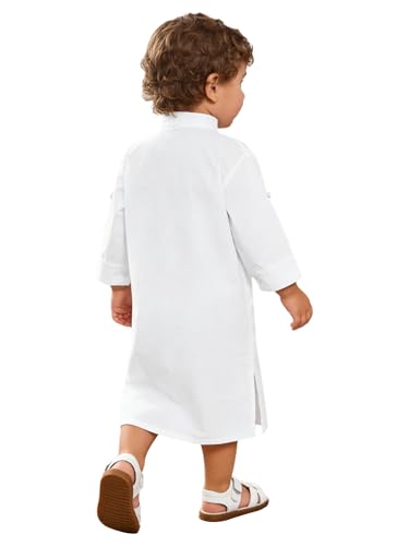 Arabic Thobe for Baby Boys Ramadan Eid & Church Prayer Robe White Christening Party Gowns - size: 3-6 Months