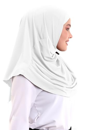 ihvan online, Hijab Scarves for Women, Ready to Wear, Lightweight and Comfortable Headscarf, Instant Turban, Jersey, Presewn - color: White