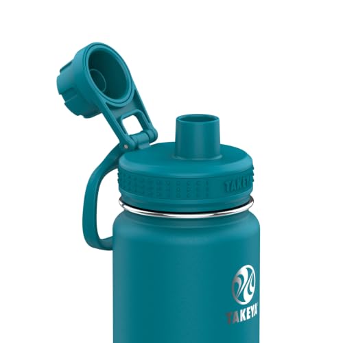Takeya Actives Water Bottle with Spout Lid - Bottle with Double Stainless Steel Insulation - Dishwasher Safe & BPA-Free - Bottle with Spout Lid & Removable Bumper - 24 oz, Mystic Blue - color: Mystic Blue, size: 24 Ounces