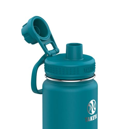 Takeya Actives Water Bottle with Spout Lid - Bottle with Double Stainless Steel Insulation - Dishwasher Safe & BPA-Free - Bottle with Spout Lid & Removable Bumper - 24 oz, Mystic Blue - color: Mystic Blue, size: 24 Ounces