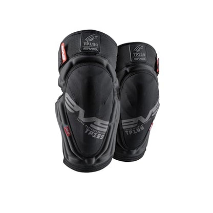 EVS TP199 Travis Pastrana, Moto Knee/Shin Guard, Reactive Memory Foam | CE Level 2 knee protection w/ RMF impact foam, breathable air mesh, stabilizer sleeve, silicone grippers, polyflex shin guard - color: Black (Lite), size: Large-X-Large