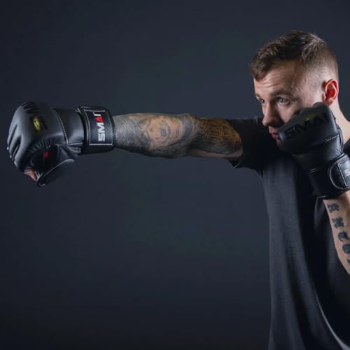 SMAI Elite85 Leather MMA Grappling Gloves - Competition Punching Mitts and MMA Gear for Men, Women and Youth - Made for Martial Arts Sparring, Punch Training and Bag Work. - size: Large