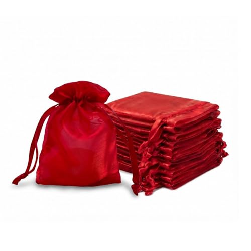 QIANF 20 Pcs Red Small Organza Bags 3X4 inch for Wedding Favors with Drawstring, Mini Mesh Gift Bags Jewelry Pouch for Candy Bridal Shower Party Favor Baby Shower Christmas - color: Red, size: 3x4"