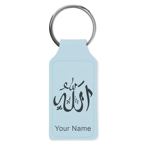 LaserGram Rectangle Keychain, Allah 1, Personalized Engraving Included (Light Blue) - color: Light Blue