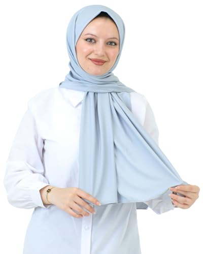 Prien Hijab For Women Muslim Lightweight Scarf Head Scarves For Girls Islamic Long Headscarf Chiffon Shawl Prayer Set Ramadan - color: Grey