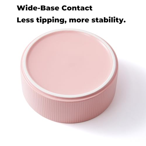 Guinea Pig Vegetable Bowl, 6 in Pink Ceramic Shallow Dish | Weighted Base, Approx. 20 fl oz Capacity, For Guinea Pigs, Chinchillas, Rabbits And Ferrets, Food Or Water