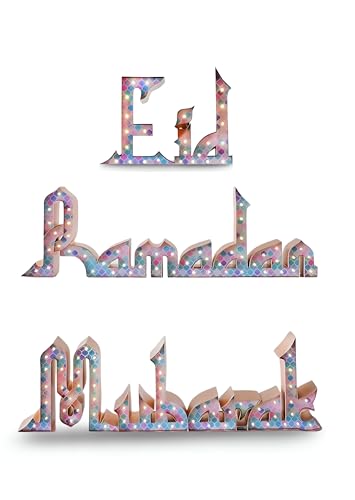 Marquee Signs Package – Eid Mubarak, Ramadan, and Mubarak Designs | Battery & USB Operated with Timer | Ramadan Eid Decorations for Home | Ramadan Mubarak Decor