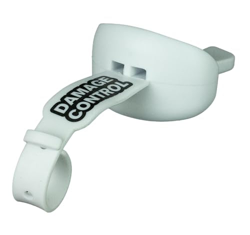DAMAGE CONTROL Pacifier Football Mouth Guard – Permanent Strap – White | Youth Football Mouthpiece, No Boiling, Breathable Design, Protects Lips & Teeth, Works with Braces - color: White