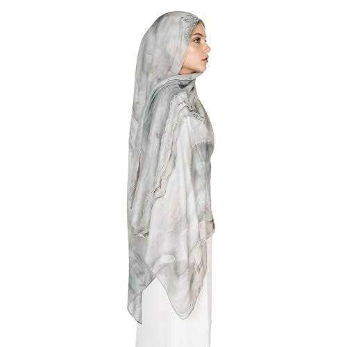 Printed Hijab for Women Printing Hijab Scarf for Women Muslim Islamic Prayer Clothes 1pc Muslim Women's Khimar - color: Agate Beige