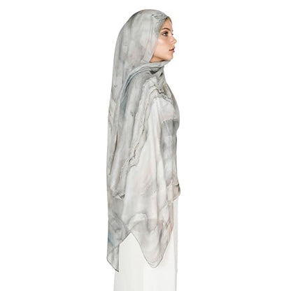 Printed Hijab for Women Printing Hijab Scarf for Women Muslim Islamic Prayer Clothes 1pc Muslim Women's Khimar - color: Agate Beige