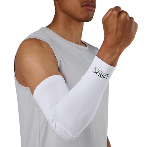 McDavid HEX Shooter Arm Sleeve Single Padded Compression Sleeve Basketball Football Sports Protection - color: Viz White, size: X-Small