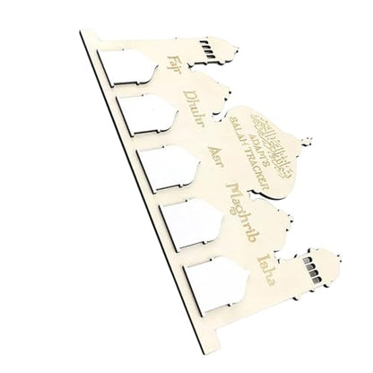 LALAFINA Ramadan Wooden Countdown Calendar Eid Mubarak Wall Hanging Decor for Home Festive Castle Design for Celebrating Ramadan and Eid Festivals