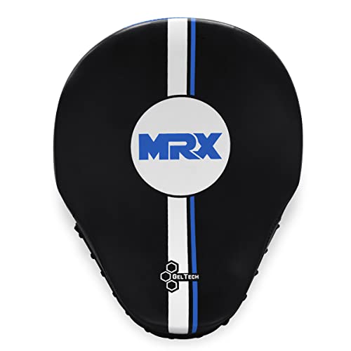 MRX Gel Tech Boxing Hook & Jab Pads MMA Focus Punching Mitts Training Thai Kick Strike Shield Curved Black/White - color: Black/Blue