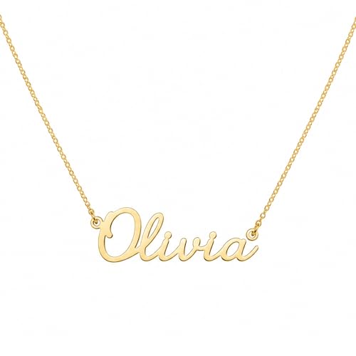 Personalized Vermeil Name Necklace – Custom 14K Gold Plated 925 Sterling Silver Name Necklace, Cursive Script Name Pendant, Handmade Gift for Women, Mom, Bridesmaid, Birthday Jewelry
