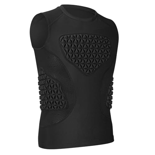 Youth Padded Compression Shirt Baseball Chest Protector Heart Sternum Guard - color: Black, size: Medium
