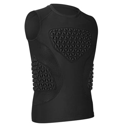Youth Padded Compression Shirt Baseball Chest Protector Heart Sternum Guard - color: Black, size: Large