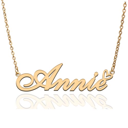 Custom Name Necklace Customized Personalized Plated Necklace for Mother Daughter Friendship Women Valentine's Day Christmas Birthday New Year Party - style: Annie Gold