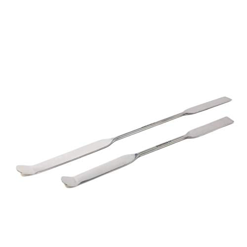 Stainless Steel Double Ended Micro Lab Spatula Sampler, Square & Round Angled End - Chattaway Style (8") - size: 8"