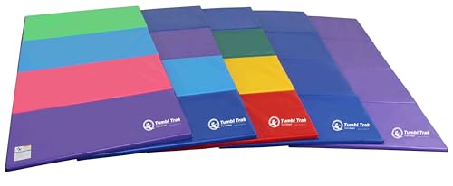 Tumbl Trak Gymnastics Folding Tumbling Panel Mat - color: Primary Rainbow, size: 4'x8'x1.38"