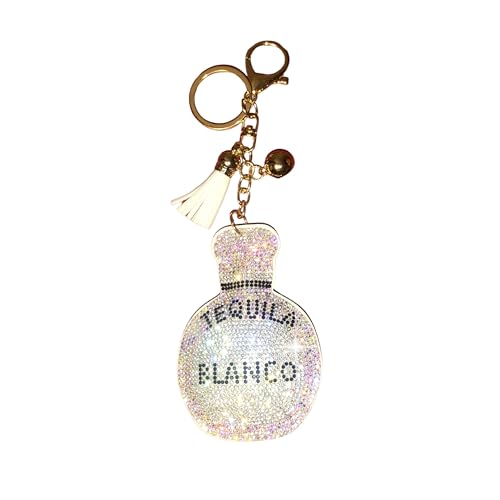Popfizzy Rhinestone Accessories for Women - Car Keys Keychain Charm, Purse Charms - color: Tequila Bottle (Gold)