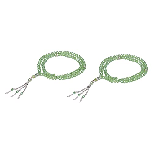 2Pcs Muslim Prayer Beads, 99 Beads Mihrab Separators Count Exquisite Design Tasbih Prayer Beads for Hand Bag, Wood Tasbih Prayer Beads Islamic Prayer Beads(Emerald) - color: Emerald