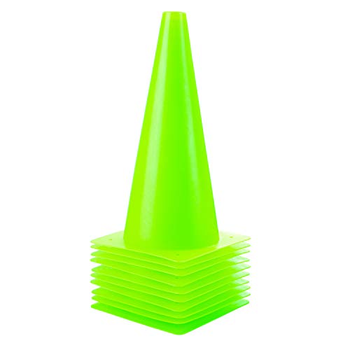 12 Inch Traffic Training Sports Cones, [10 Pack] Green Safety Cones, Soccer Basketball Cones for Drills, Plastic Marker Cones for Indoor/Outdoor Activity & Festive Events - color: Green, size: 12inch