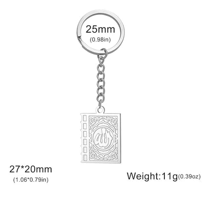 Keychain with Allah Square-shaped Keychain Islam Surah Koran Muslim Amulet Allah Keyrings Religious Keychain Jewelry - color: Allah-k-s