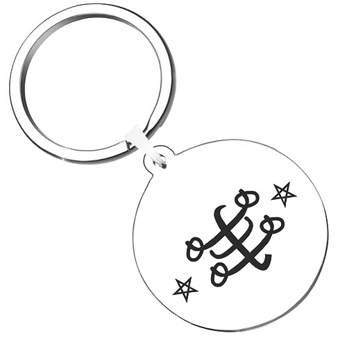 2PCS Engraved Silver Stainless Steel Keychain The Bahai Faith Keychainstone Symbol - color: 2xsilver
