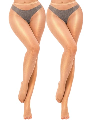 VOAKOW Fishnet Stockings Womens High Waist Fishnet Tights Mesh Stockings For Women - color: Regular Nude Es Mesh 2