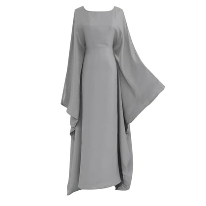 Muslim Dresses for Women One-Piece Prayer Dress Batting Long Robe Long Sleeve Maxi Kaftan Islamic Clothes Set - color: Light Gray, size: Small