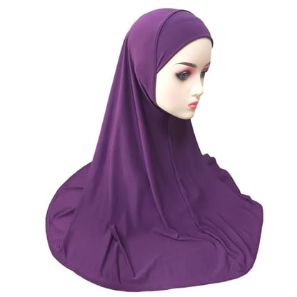 Ready To Wear Hijab For Women Instant Turban Stretch Soft Muslim Scarf For Prayer Long Hijabs Islamic Jersey Abaya - color: Purple