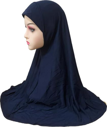 Ready To Wear Hijab For Women Instant Turban Stretch Soft Muslim Scarf For Prayer Long Hijabs Islamic Jersey Abaya - color: Navy