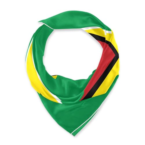 Bandana Square Head Scarf for Women Satin Hair Wrap Fashion Headband 27" - color: Guyana Flag
