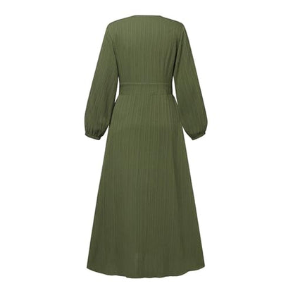 Abaya Dress For Women One-Piece Prayer Clothes Abaya Dubai Kaftan Long Sleeve Robe Thobe Dubai Islamic Clothing - color: Green, size: Small