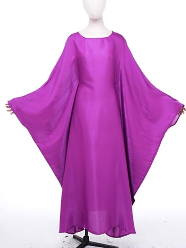 Shinsto Women Satin Prayer Dress Kaftan Robe Musulmane Femme Flashy Gown Luxury Party Wear Nightclub Outfit - color: Purple, size: 2