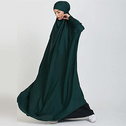 ODIZLI Muslim One Piece Prayer Hijab Dress Women Hooded Abaya Full Cover Islam Dubai Modest Robe - color: Dark Green, size: One Size