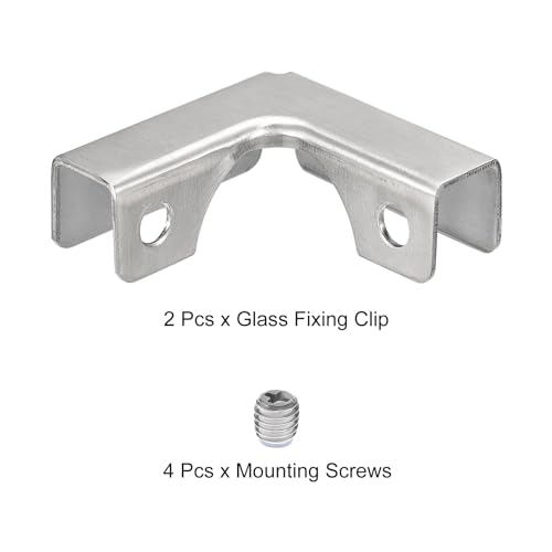 uxcell Glass Fixing Clip, 2pcs for 8-10mm 304 Stainless Steel L-Shaped Glass Connector Combination Bracket Reinforced Clamp for Glass Display Cabinet, Fish Tank - size: 8-10mm