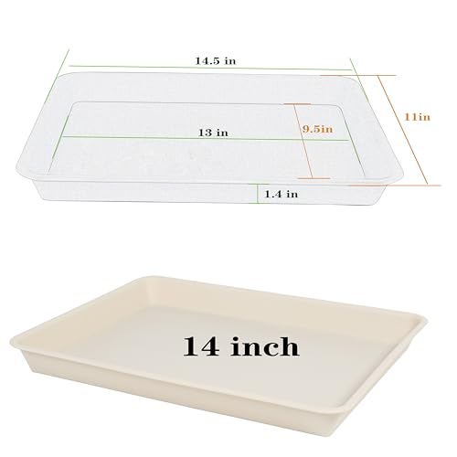 VUWEZ Rectangle Plant Tray, Plant Drip Tray, Plant Pot Saucers, Plant Germination Trays, Plant Saucers, 14.5'' x 11'' x 1.5'' (2 pack), Beige - color: Beige, size: 14.5'' x 11'' x 1.5'' (2 pack)