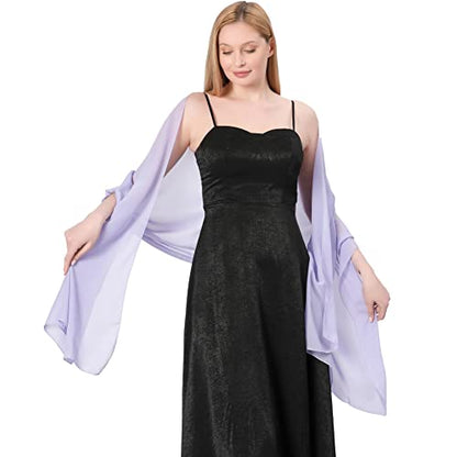 Ladiery Chiffon Shawl Wraps for Women Evening Dresses, Elegant Soft Sheer Shawls for formal dressy Bride Wedding - color: Light Purple