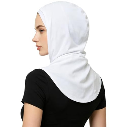 dPois Plain Ready To Wear Amira Hijab for Women Soft Muslim One Piece Instant Hijab Headscarf for Daily Wear - color: White