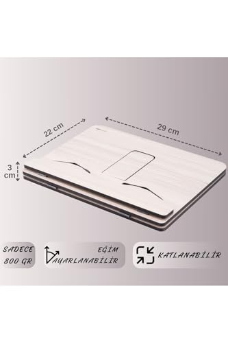 Wooden Book Stand Reading Holder for Cookbooks Quran Tablet Adjustable Height 13.8 in - Ecru - Ecru
